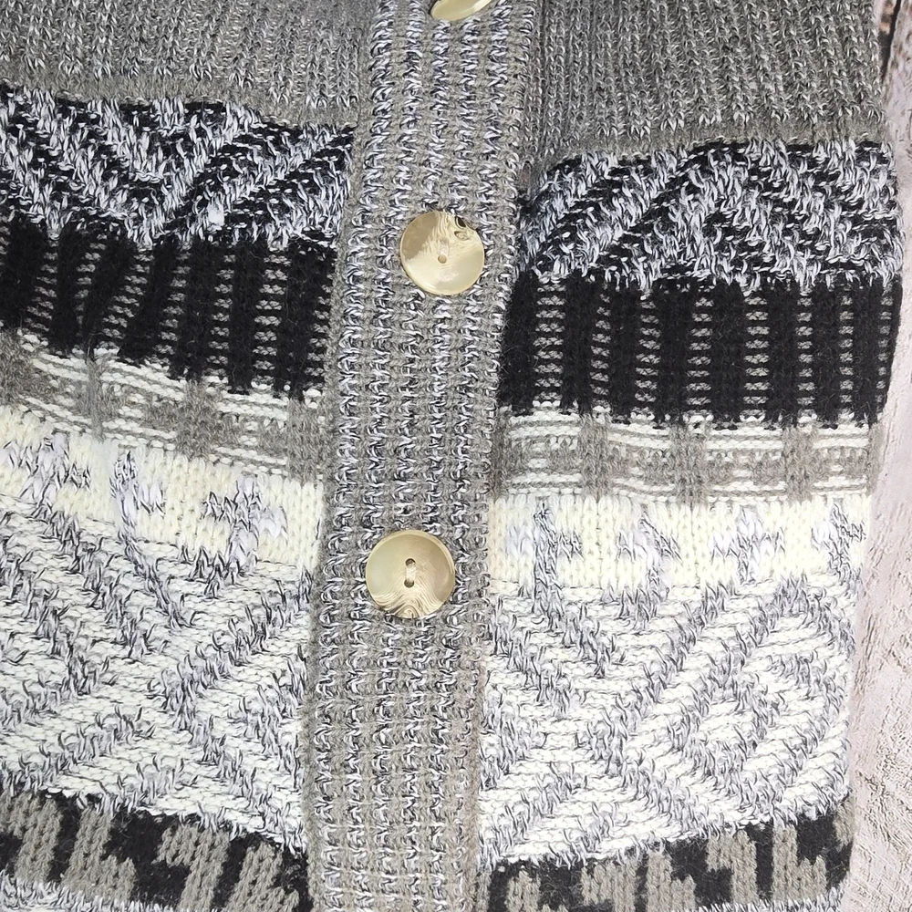 VINTAGE EXPRESSIONS INTERNATIONAL CARDIGAN SWEATER STRIPED GRANDPA MENS SIZE MED - Picture 10 of 10